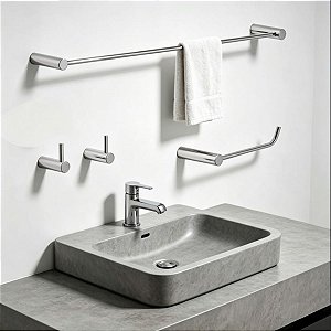 Kit De Acessórios Para Banheiro Orion 4 Peças Utilidades De Box, Pia e Lavabo Grego Metal