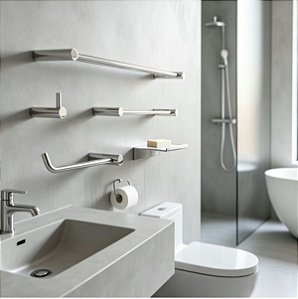 Kit De Acessórios Orion Para Banheiro, Lavabo, Box e Pia 5 Peças Grego Metal