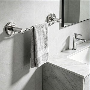 Porta Toalha De Rosto Atenas 45cm Suporte Canopla Para Banheiro, Box, Pia e Lavabo Acessório Grego Metal