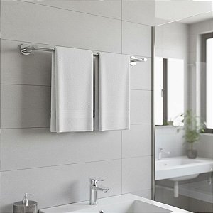 Porta Toalhas Duplo Atenas 75cm Toalheiro Para Banheiro Suporte Parede Grego Metal