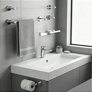 Kit De Acessórios Para Banheiro Atenas 5 Peças Suporte Utilidades Domésticas Grego Metal