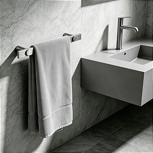 Porta Toalha De Rosto Patmos Toalheiro Aço Inox Escovado 35cm Para Banheiro Acessório Grego Metal