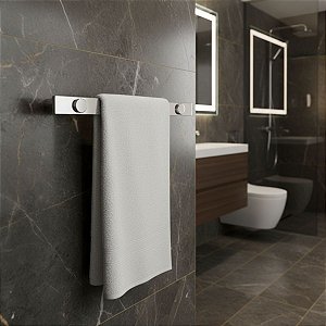 Porta Toalha De Rosto Patmos Toalheiro Em Aço Inox Escovado 35cm Para Banheiro Acessório Grego Metal