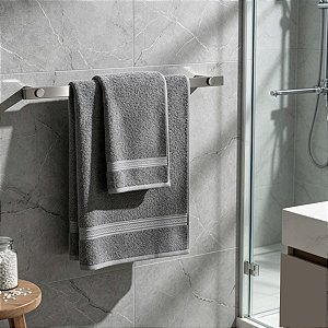 Porta Toalha De Banho Patmos Toalheiro Em Aço Inox Escovado 50cm Para Banheiro Acessório Grego Metal