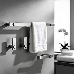 Kit De Acessórios Para Banheiro Patmos Em Aço Inox Escovado 4 Peças Grego Metal