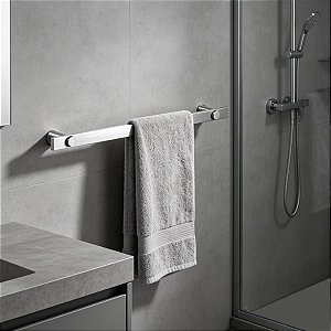 Porta Toalha Premium Patmos 75cm Aço Inox Suporte Parede Grego Metal