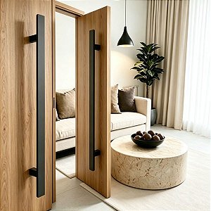 Puxador de Porta Duplo Inox Preto Fosco Perseu para Porta, Vidro, Correr, Pivotante Grego Metal
