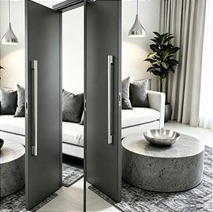 Puxador Duplo Inox Premium 60cm Para Porta Orfeu Portas Madeira, Vidro, Pivotante Grego Metal