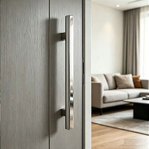 Puxador De Porta Duplo 60cm Inox Premium Rodes Para Portas Madeira, Vidro, Pivotante Grego Metal
