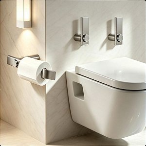 Kit De Acessórios Para Banheiro Patmos Aço Inox Prata Escovado Pia, Box, Lavabo Grego Metal