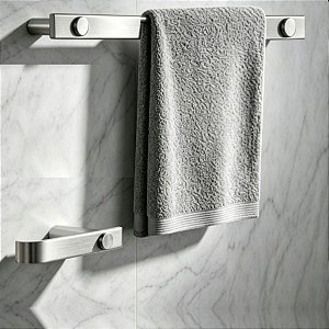 Kit De Acessórios Para Banheiro Patmos Aço Inox Prata Escovado Box, Lavabo Grego Metal
