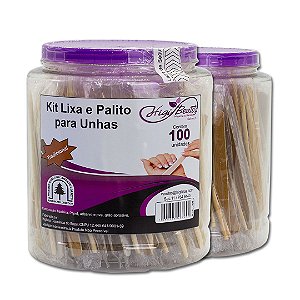 Kit lixa e palito para unha - 100 unidades
