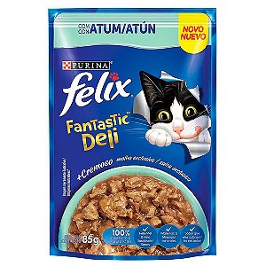 Ração Úmida Félix Gatos Adultos Fantastic Deli Atum 85 g