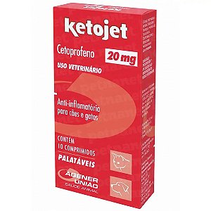 Ketojet 20mg Anti-inflamatório para Cães e Gatos 10 comprimidos