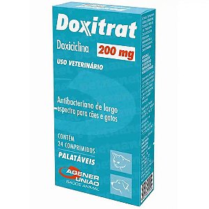 Antibiótico Doxitrat 200mg para Cães e Gatos 24 comprimidos