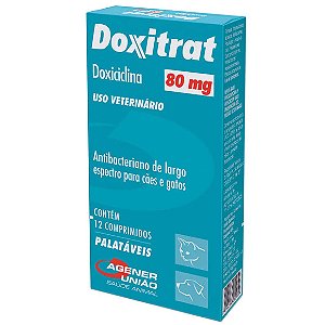 Antibiótico Doxitrat 80mg para Cães e Gatos 12 comprimidos