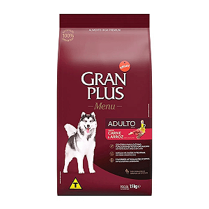 Ração GranPlus Menu Cães Adultos Carne e Arroz 15 kg