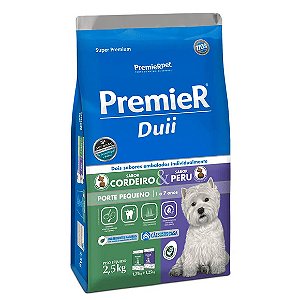 Ração Premier Duii Cães Adultos Porte Pequeno Cordeiro e Peru 2,5 kg