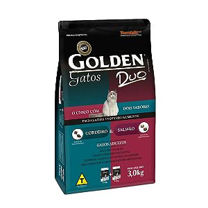 Ração Golden Gatos Duo Adultos Cordeiro e Salmão 3 kg