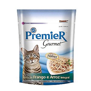 Ração Úmida Premier Gourmet Gatos Sachê Frango e Arroz Integral 70 g