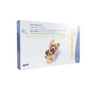 Antipulgas Revolution 12% para Cães de 2,6kg a 5kg 3 Tubos