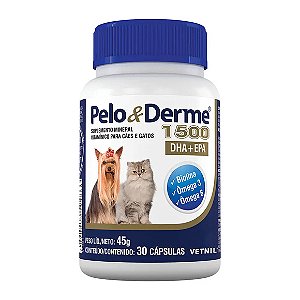 Pelo e Derme 1500 DHA + EPA Vetnil 30 Cápsulas