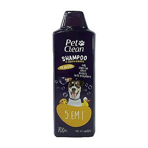 Shampoo 5 em 1 para Cães e Gatos  Pet Clean 700 ml