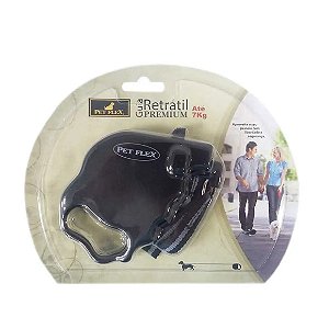 Guia Retrátil Premium Preta Pet Flex Até 7kg - 3 M
