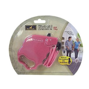 Guia Retrátil Premium Rosa Pet Flex Até 7kg - 3 M