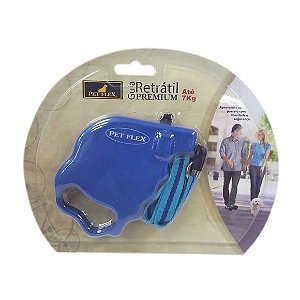 Guia Retrátil Premium Azul Pet Flex Até 7kg - 3 M