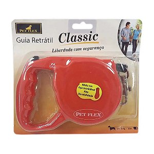 Guia Retrátil Classic Vermelha Pet Flex 3 M