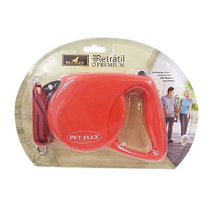 Guia Retrátil Premium Vermelha Pet Flex Até 20kg - 4 M