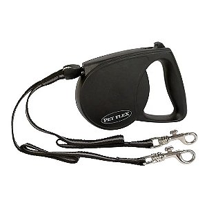 Guia Retrátil Premium Duo Preta Pet Flex Único