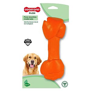 Brinquedo Osso Flexi Bone Laranja Odontopet Até 22 kg