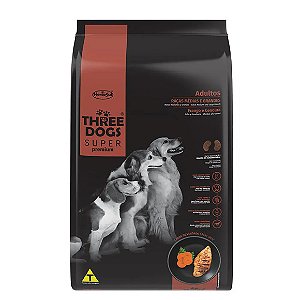 Ração Three Dogs Adultos Médios e Grandes Frango e Cenoura 3 kg