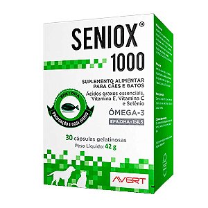 Seniox 1000mg Avert - Suplemento Alimentar para Cães e Gatos 30 cápsulas