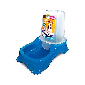 Bebedouro Automático Com Comedouro Pet Injet Azul 1 L