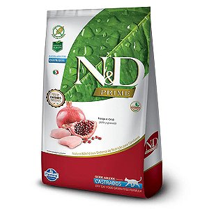 Ração N&D Prime Gatos Adultos Castrados Frango e Romã 1,5 kg