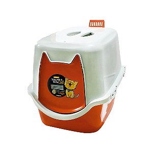 Caixa De Areia Para Gatos Fechada Banheiro Durapets Laranja Único
