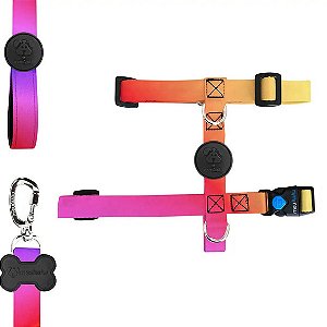 Kit H Para Cachorro Meuauau Citrus - Peitoral + Guia G