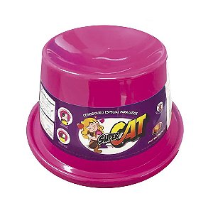 Comedouro Plástico para Gatos Super Cat Furacão Pet Rosa 200 ml