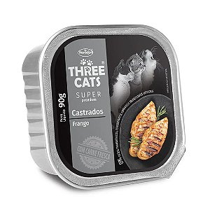 Ração Úmida Three Cats Patê Castrados Frango 90 g