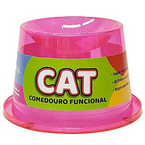Comedouro Alto Antiformiga 250 ml Glitter Gatos - Rosa 250 ml