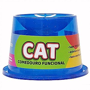 Comedouro Alto Antiformiga 250 ml Glitter Gatos - Azul 250 ml