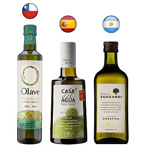 Kit Azeites Extra Virgem Suave Médio E Intenso 3x500ml