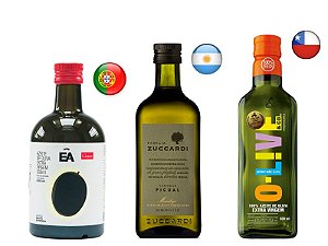 Kit Azeites Premiados Portugal, Argentina E Chile 3x500ml
