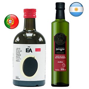 Kit Azeite Extra Virgem Argentino e Português Premium 2x500ml