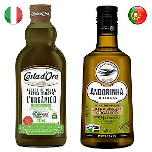 Kit Azeites Orgânicos Italiano e Portugueses 2x500ml