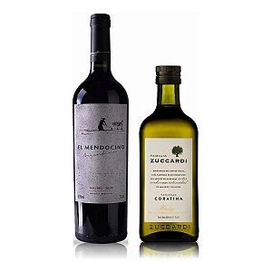Kit Vinho Argentino El Mendocino Malbec 750ml + Azeite Argentino Família Zuccardi Coratina 500ml