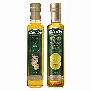 Kit Azeites Condimentados Italianos Costa D'oro Trufa Negra e Limão Siciliano 2x250ml